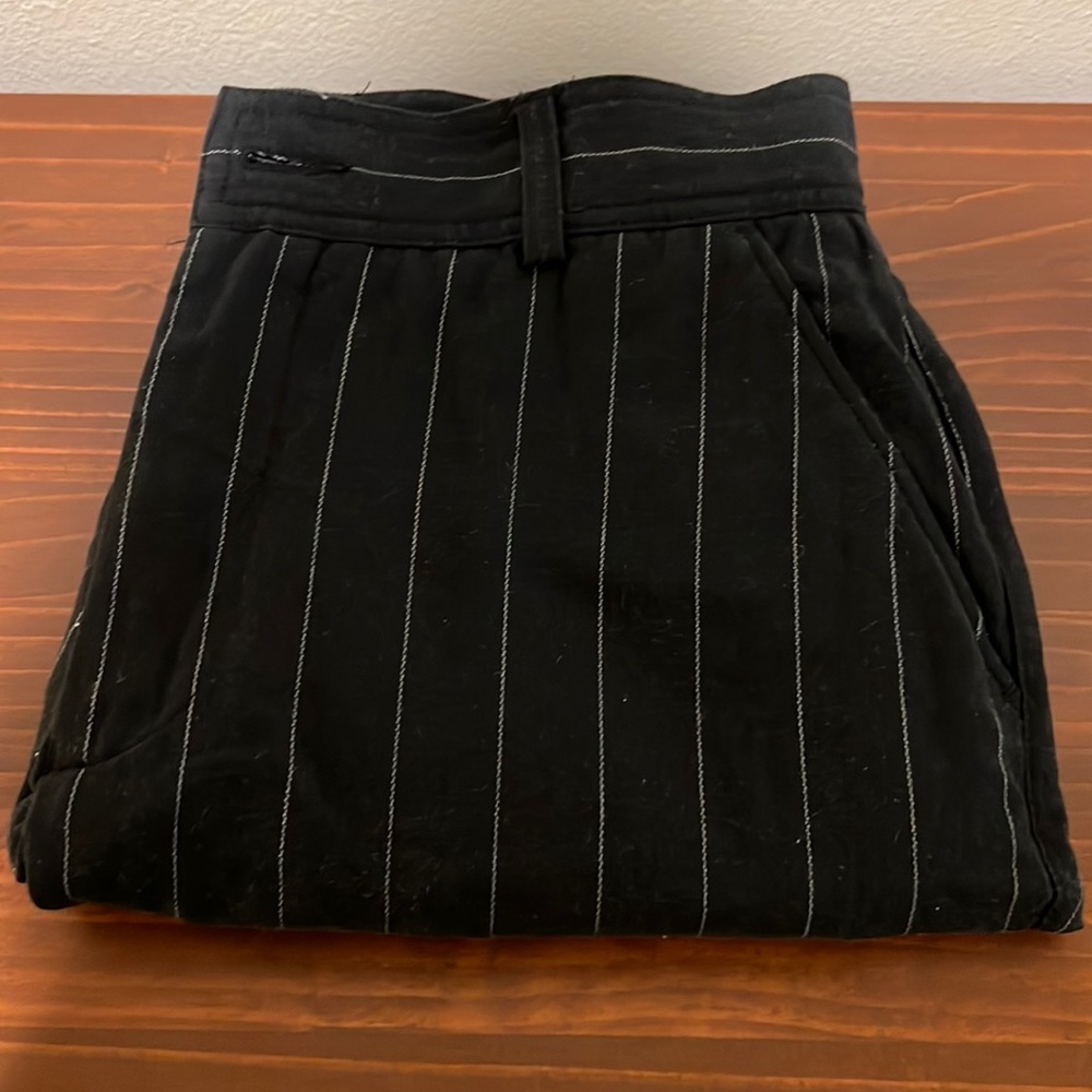 Men’s black pinstripe Linen I love ugly pants
